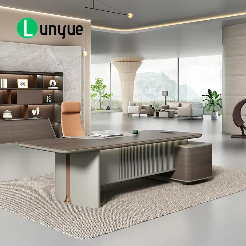 Office Tech And Management - 高級モダンL字型エグゼクティブデスク、CEO・マネージャー向けハイテクオフィス家具、コンピューターワークステーション、ホームビジネス用