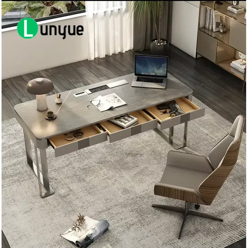 Office Tech And Management - モダンなL字型エグゼクティブオフィスデスク、ハイテクCEOマネージャーワークステーション、MDF製コンピューターテーブル、ホームオフィス家具用