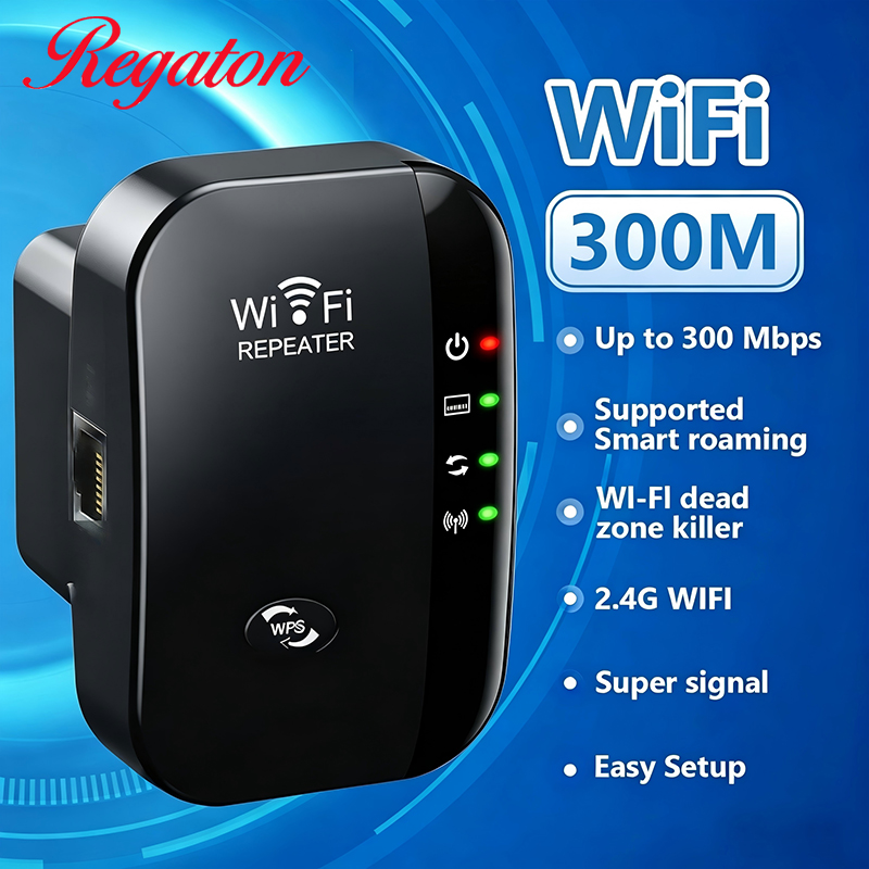 Office Technology - ワイヤレス300M 2.4GHz WiFiレンジエクステンダー、強力な信号増幅器、便利なセットアップ、家庭やオフィス用のネットワークブースター