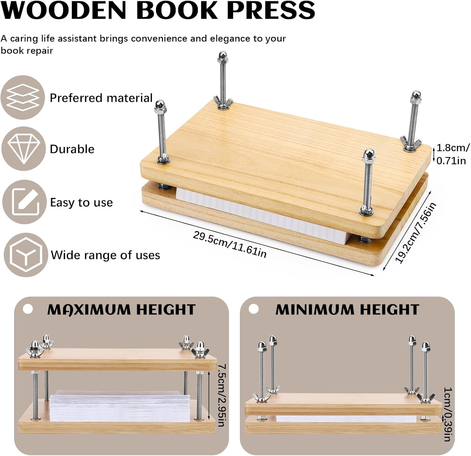 木製ブックプレス、製本ツール、デスクトップDIYグリーティン - Binding Machine Comb のレビューと価格