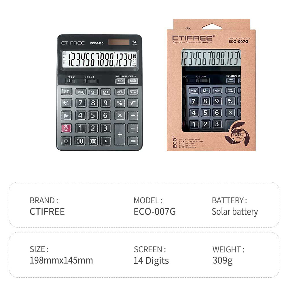 14桁大型ソーラーパワー＆LCDディスプレイ大型ボタン電卓  - Office Technology のレビューと価格